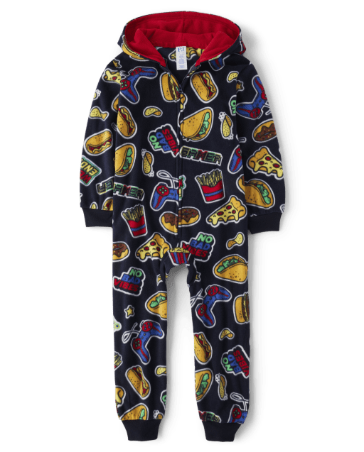 Boys Food Fleece One Piece Pajamas