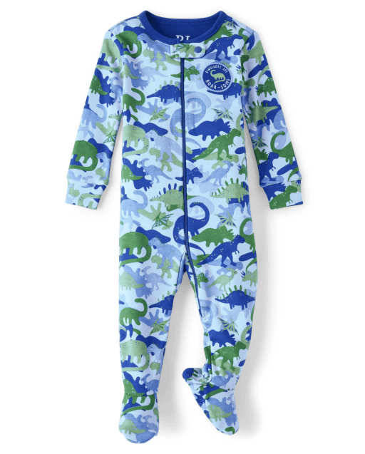 Baby And Toddler Boys Dino Camo Snug Fit Cotton Footed One Piece Pajamas
