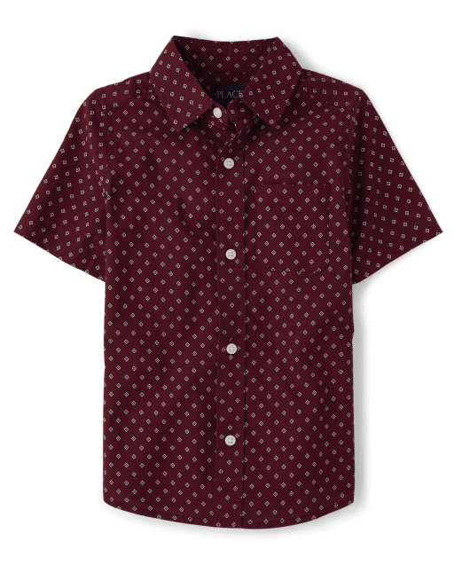Camisa con botones de popelina estampada para niños