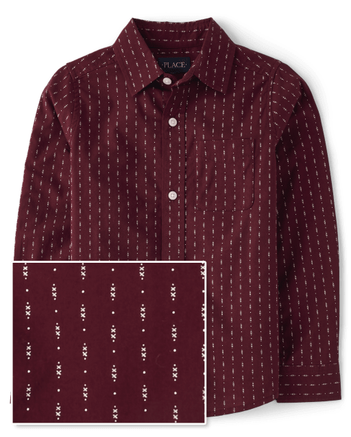 Chemise boutonnée en popeline à pois pour garçon