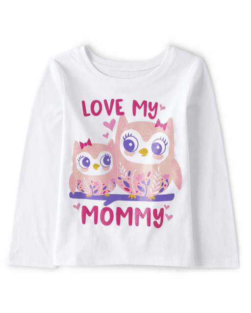 Camiseta estampada Love My Mommy para bebés y niñas pequeñas