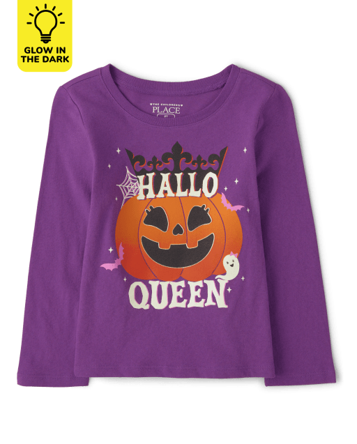 Camiseta con gráfico de Hallo Queen que brilla intensamente para bebés y niñas pequeñas