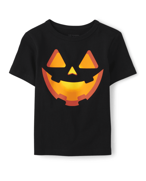 Camiseta con gráfico de cara de Jack-O-Lantern para bebés y niños pequeños