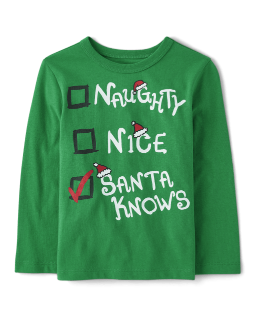 Camiseta gráfica Naughty Nice List para bebés y niños pequeños