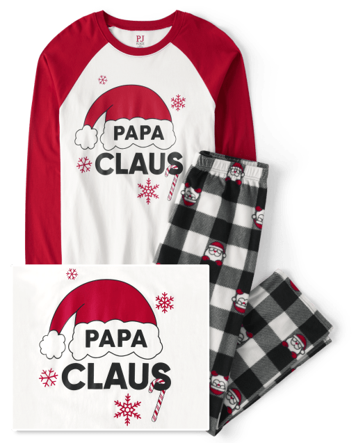 Mens Matching Family Papa Claus Cotton And Fleece Pajamas
