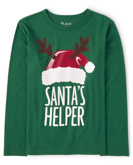 Camiseta con estampado de ayudante de Papá Noel familiar a juego para niños unisex