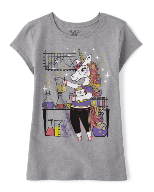 Girls Unicorn Scientist Graphic Tee