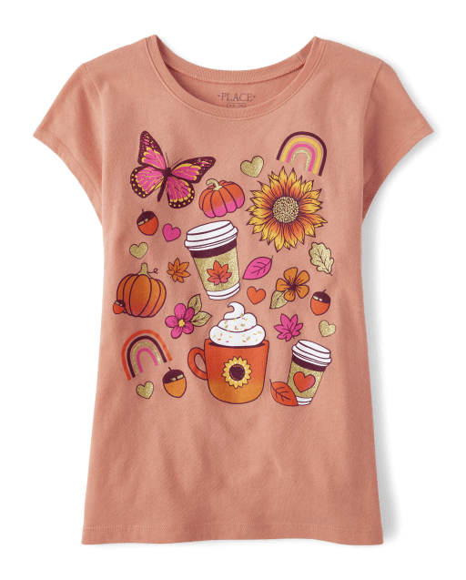 Tilbageholde eventyr guld Girls Short Sleeve Harvest Doodle Graphic Tee | The Children's Place - TULIP