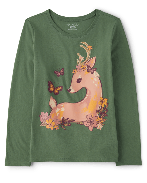 Girls Deer Graphic Tee