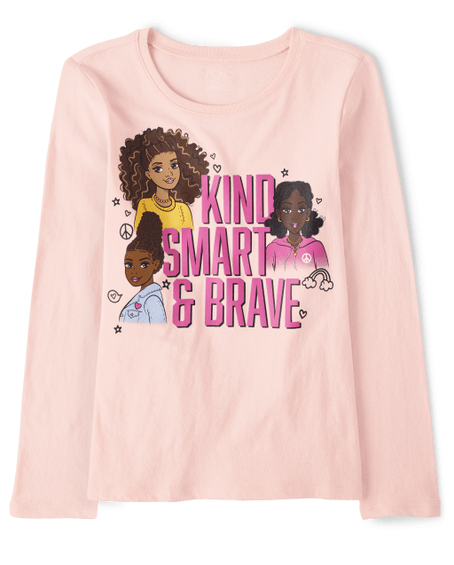 Girls Kind Smart & Brave Graphic Tee