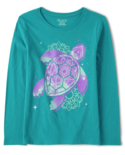 Camiseta con estampado de tortuga para niñas