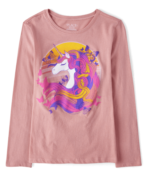 Camiseta con estampado de unicornio para niñas