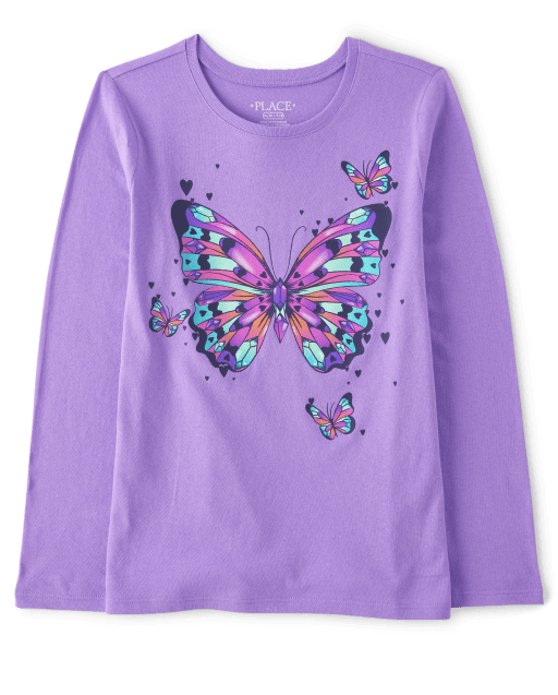 Camiseta con estampado de mariposas para niñas