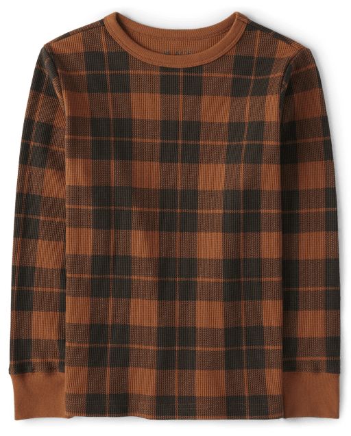 Boys Plaid Thermal Top