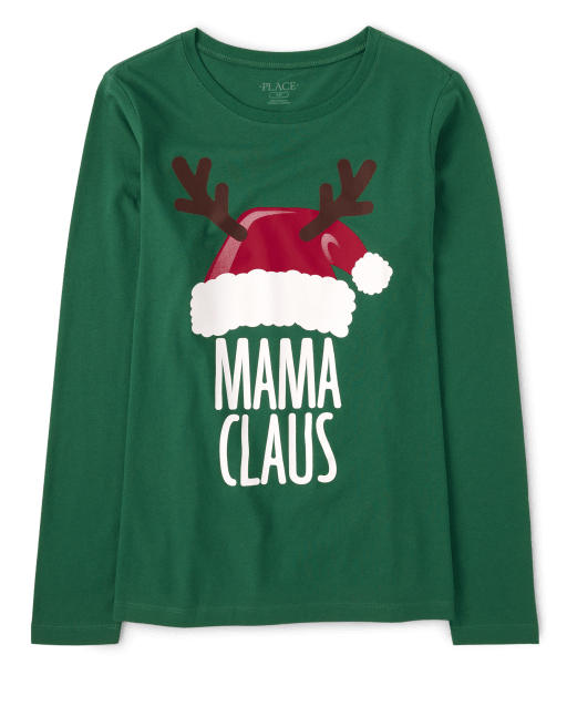 Womens Matching Family Mama Claus Graphic Tee
