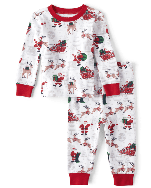 Unisex Baby And Toddler Matching Family Santa Reindeer Snug Fit Cotton Pajamas