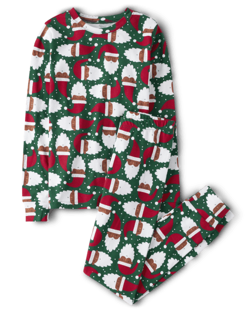 Unisex Kids Matching Family Santa Head Snug Fit Cotton Pajamas