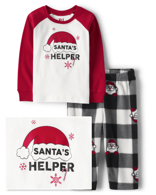 Unisex Toddler Matching Family Santas Helper Snug Fit Cotton And Fleece Pajamas