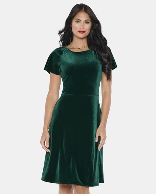 Womens Mommy And Me Velour Fit And Flare Dress