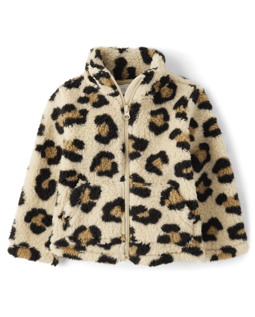 Veste zippée en sherpa imprimée pour toute-petite fille