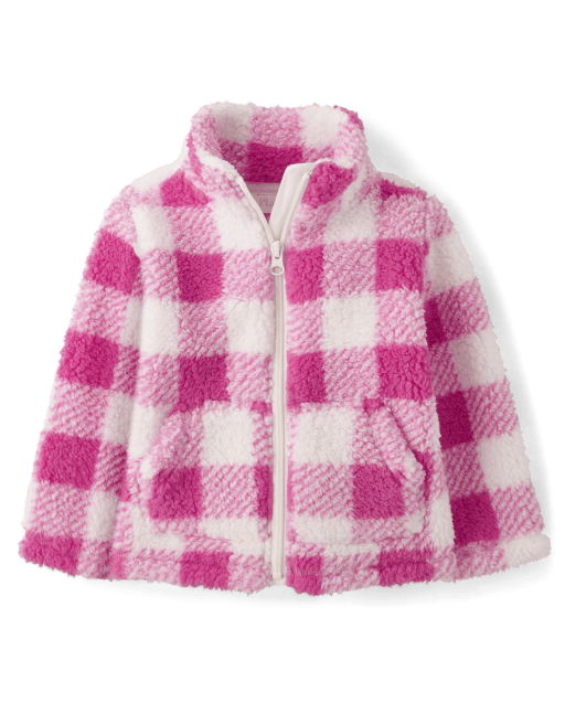 Toddler Girls Print Sherpa Zip-Up Jacket