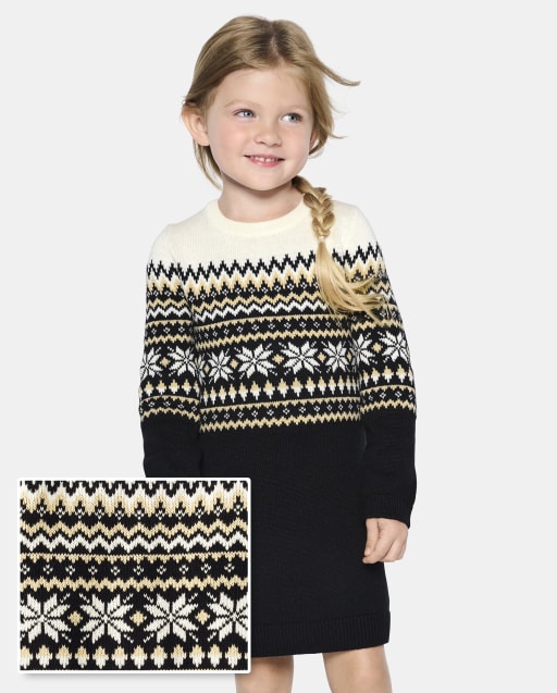 Baby And Toddler Girls Snowflake Fairisle Sweater Dress