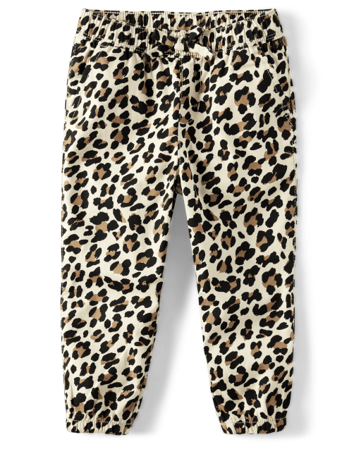 Baby And Toddler Girls Leopard Twill Pull On Jogger Pants