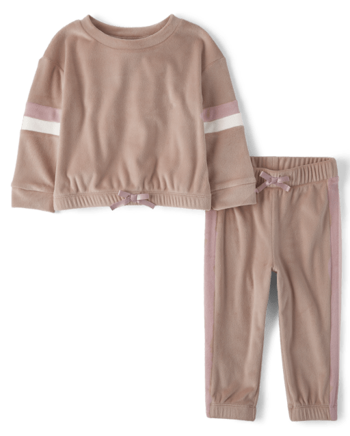 Toddler Girls Colorblock Velour 2-Piece Outfit Set