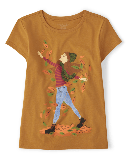 Girls Leaves Graphic Tee