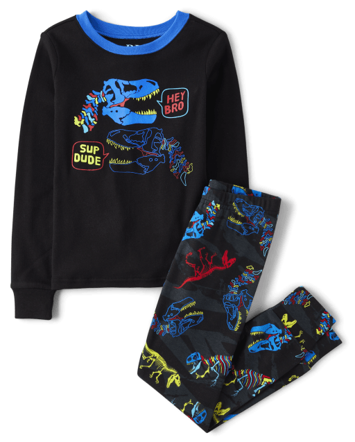 Boys Dino Bones Snug Fit Cotton Pajamas