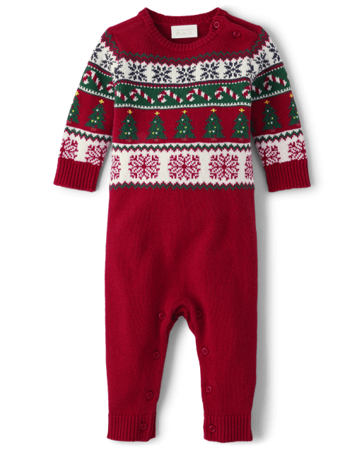 Baby Matching Family Christmas Fairisle Sweater Romper