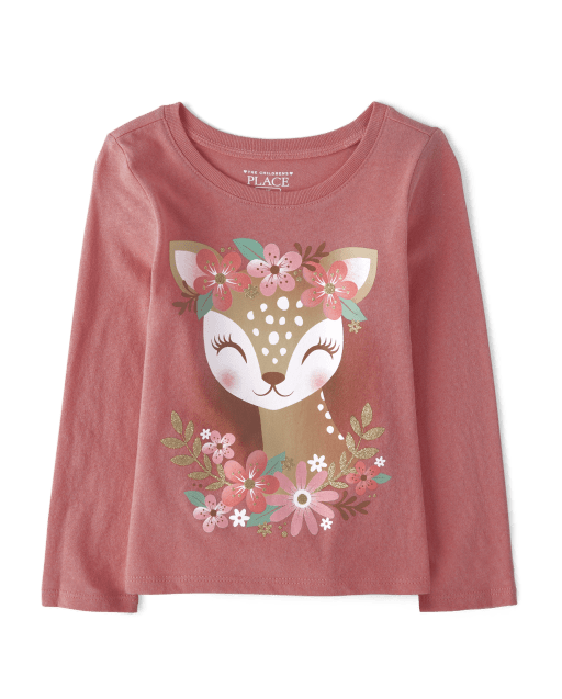 Baby And Toddler Girls Deer Graphic Tee