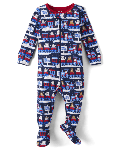 Baby And Toddler Boys Family Express Snug Fit Cotton Footed One Piece Pajamas