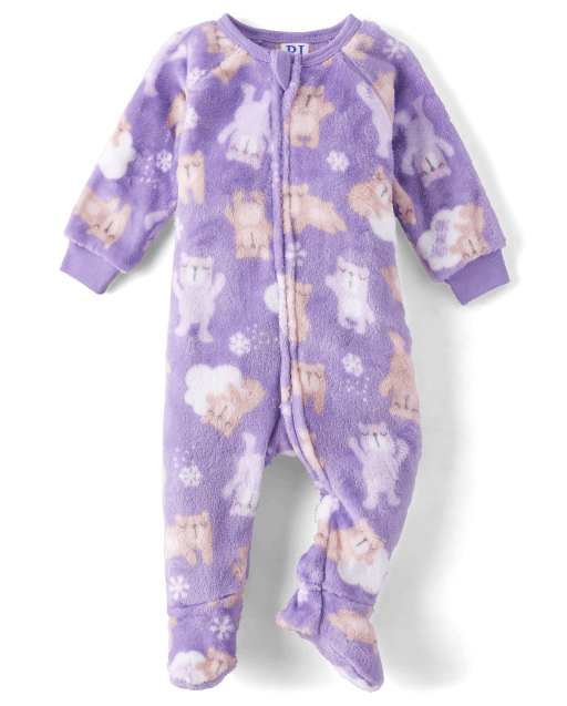 Pijamas de una pieza con patas de forro polar para bebés y niñas pequeñas