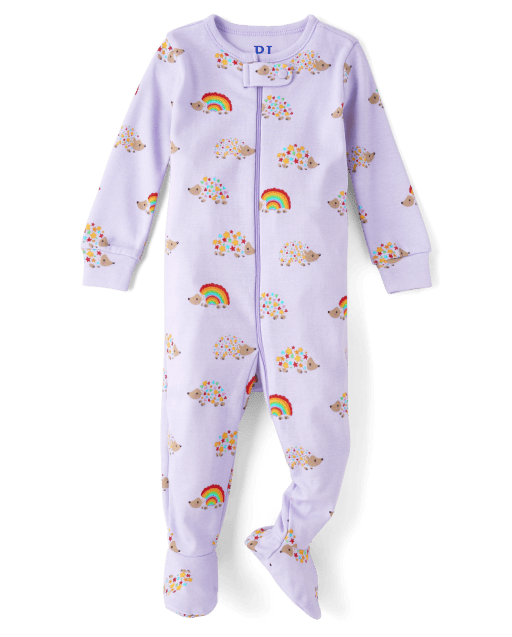 Baby And Toddler Girls Rainbow Snug Fit Cotton Footed One Piece Pajamas
