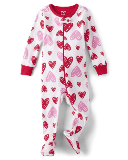Pijamas de una pieza con patas de algodón y ajuste ceñido con forma de corazón para bebés y niñas pequeñas