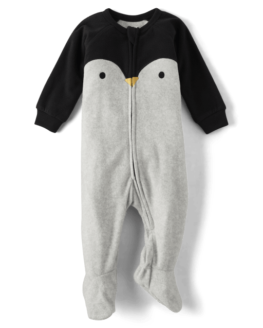 Unisex Baby And Toddler Penguin Fleece Footed One Piece Pajamas