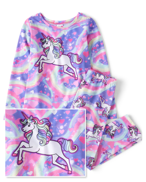 Pijama de unicornio arcoíris para niña