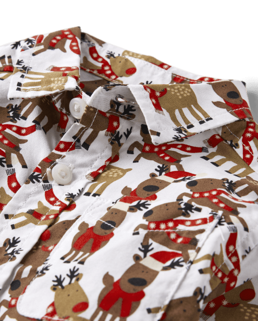 Baby And Toddler Boys Reindeer Poplin Button Up Shirt - view 2