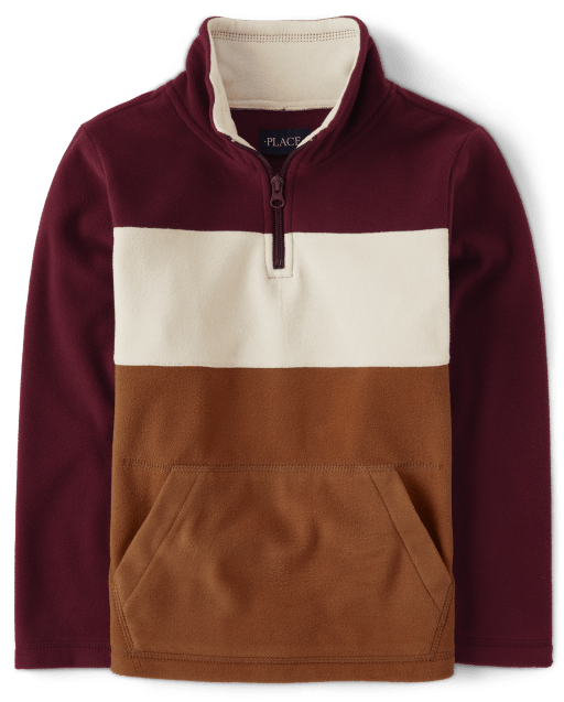 Jersey de polar con media cremallera y bloques de color Glacier para niños