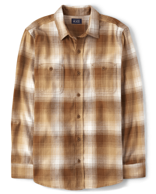 Mens Dad And Me Plaid Flannel Button Up Shirt