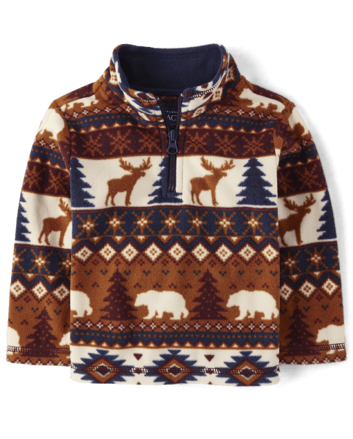 Niñitos Jersey de polar con media cremallera y estampado Glacier