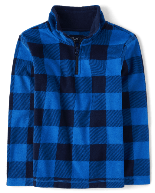 Unisex Kids Buffalo Plaid Glacier Fleece Half-Zip Pullover