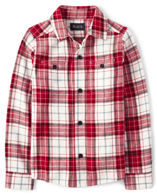 Boys Plaid Flannel Button Up Shirt