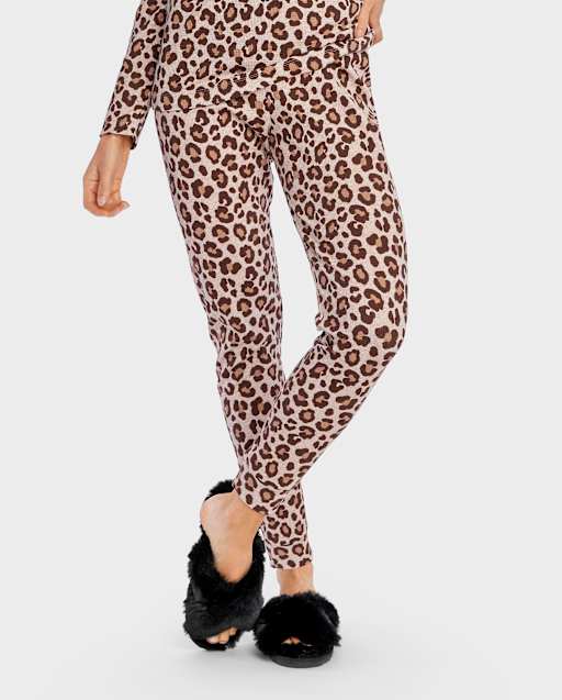 Pantalones de pijama térmicos de leopardo para mujer