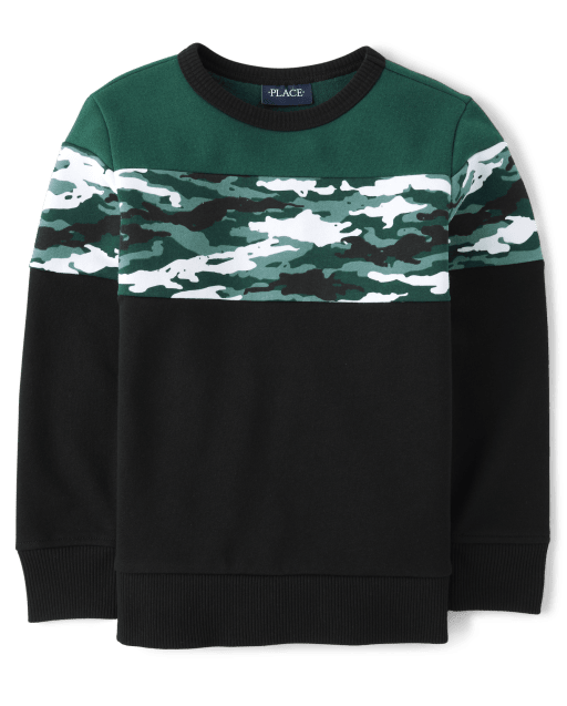 Boys Camo Colorblock Fleece Sweatshirt