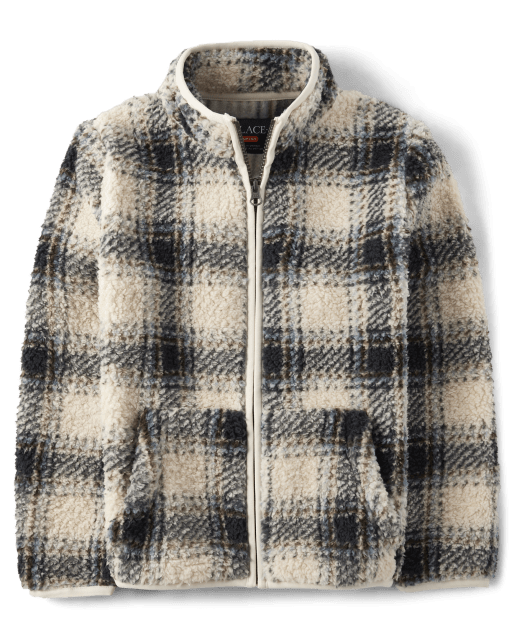 Boys Print Sherpa Zip-Up Jacket