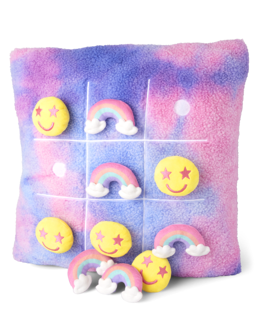 Girls Rainbow Happy Face Game Pillow