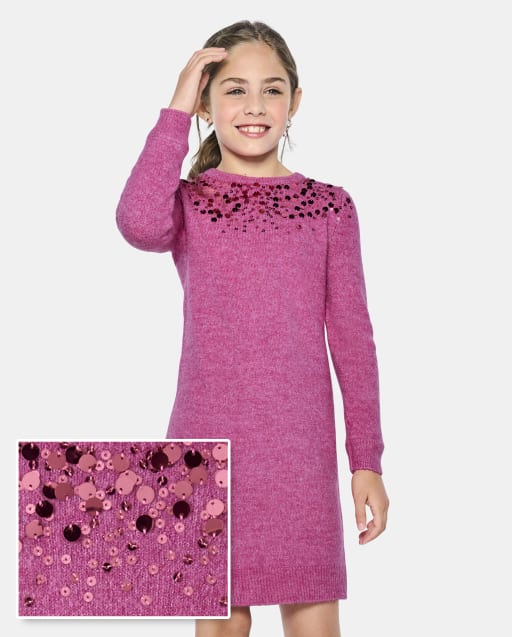 Girls Sequin Sweater Dress