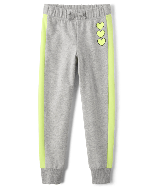 Pantalones jogger de rizo francés con corazón para niñas